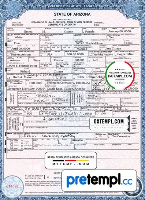 death certificate tucson az.